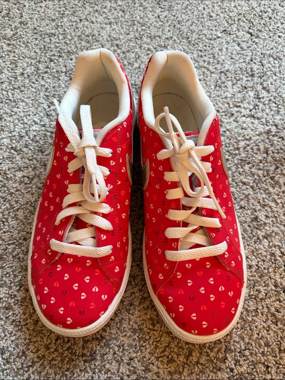 Nike Court Majestic Valentines Hearts Low Top Sneakers with Silver Swoosh